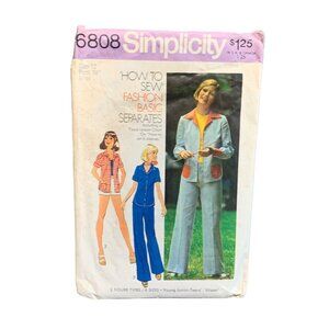 Vintage Simplicity 6808 Pattern Womens Shirt Shorts Pants Fashion Basic Separate